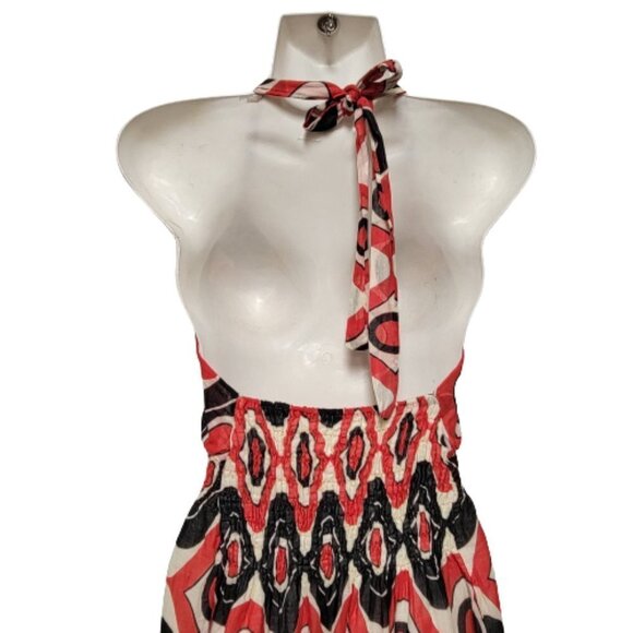 HALTER Tie Cotton Summer Midi Maxi Dress Size S/M - Picture 4 of 14